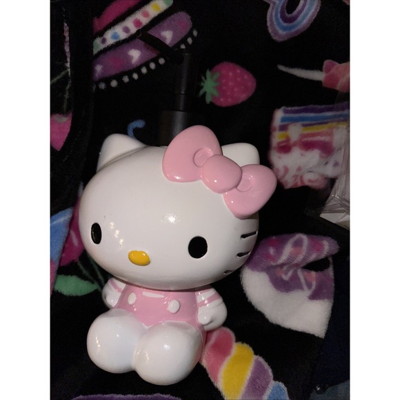 Nwt Sanrio Hello Kitty Ceramic Hand Soap Dispenser Lotion Pump Pink Stripe Bow - Picture 2 of 6